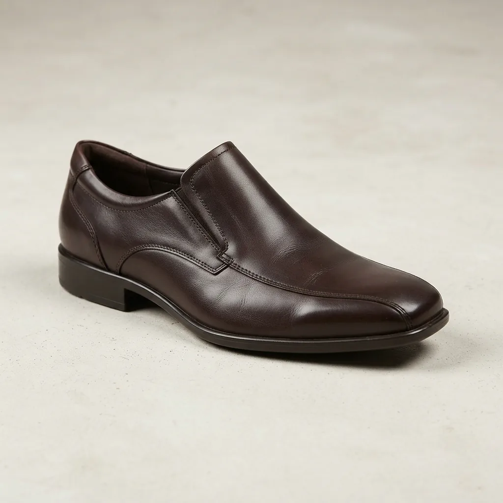 ECCO Helsinki leather slip-on dress shoe on a pale studio surface