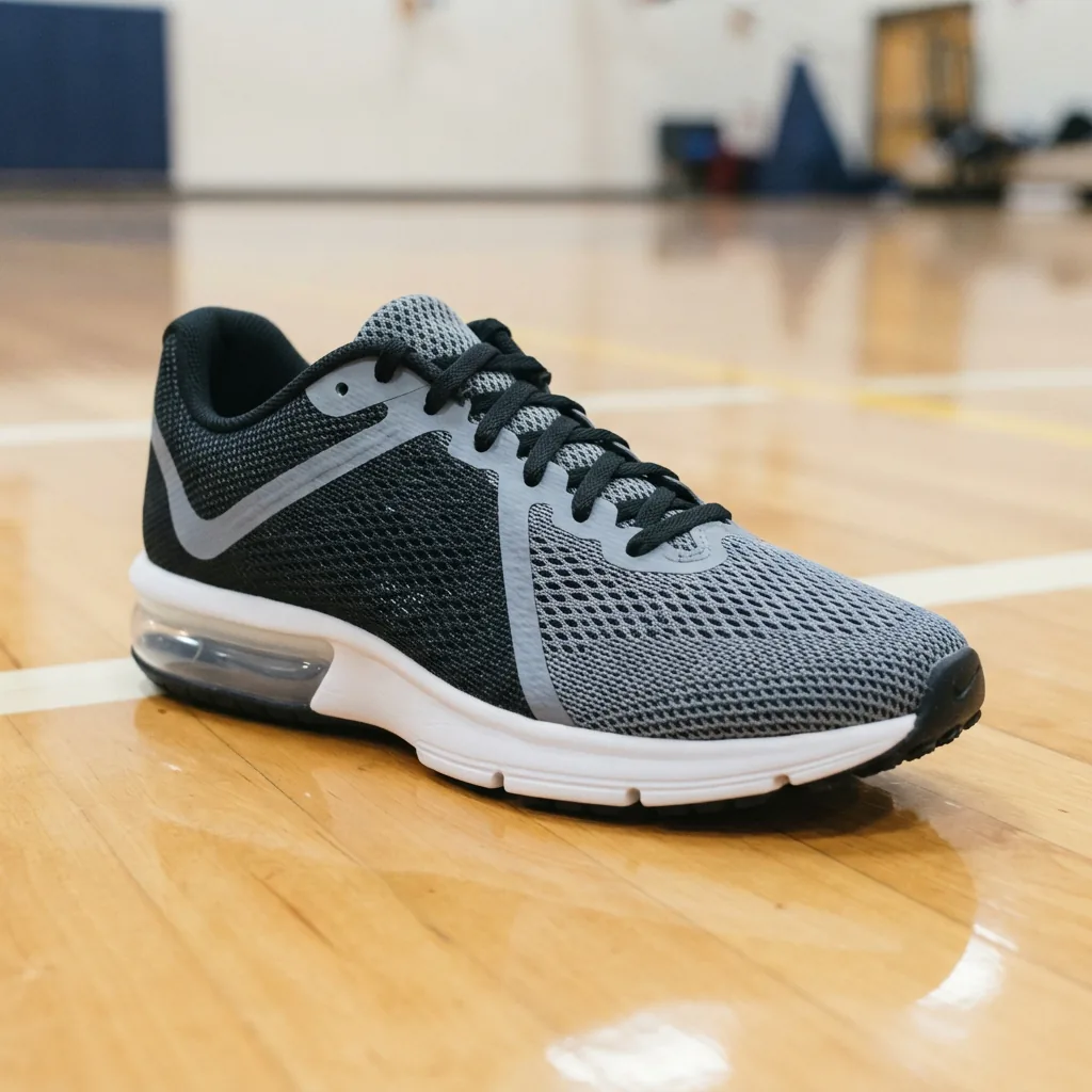 Nike Air Max Invigor men's athletic shoe with lightweight mesh upper on a gym floor