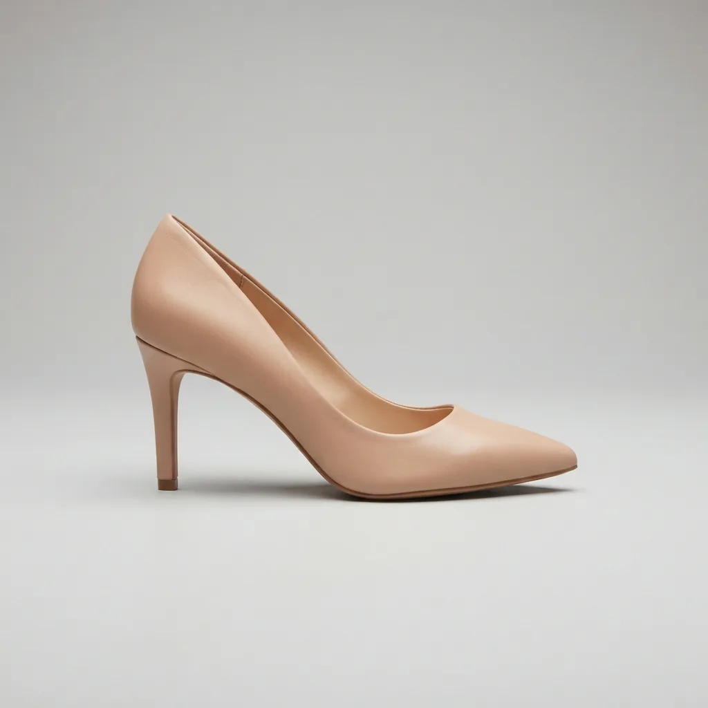 Single Vince Camuto Valiey nude pump on a light grey studio surface
