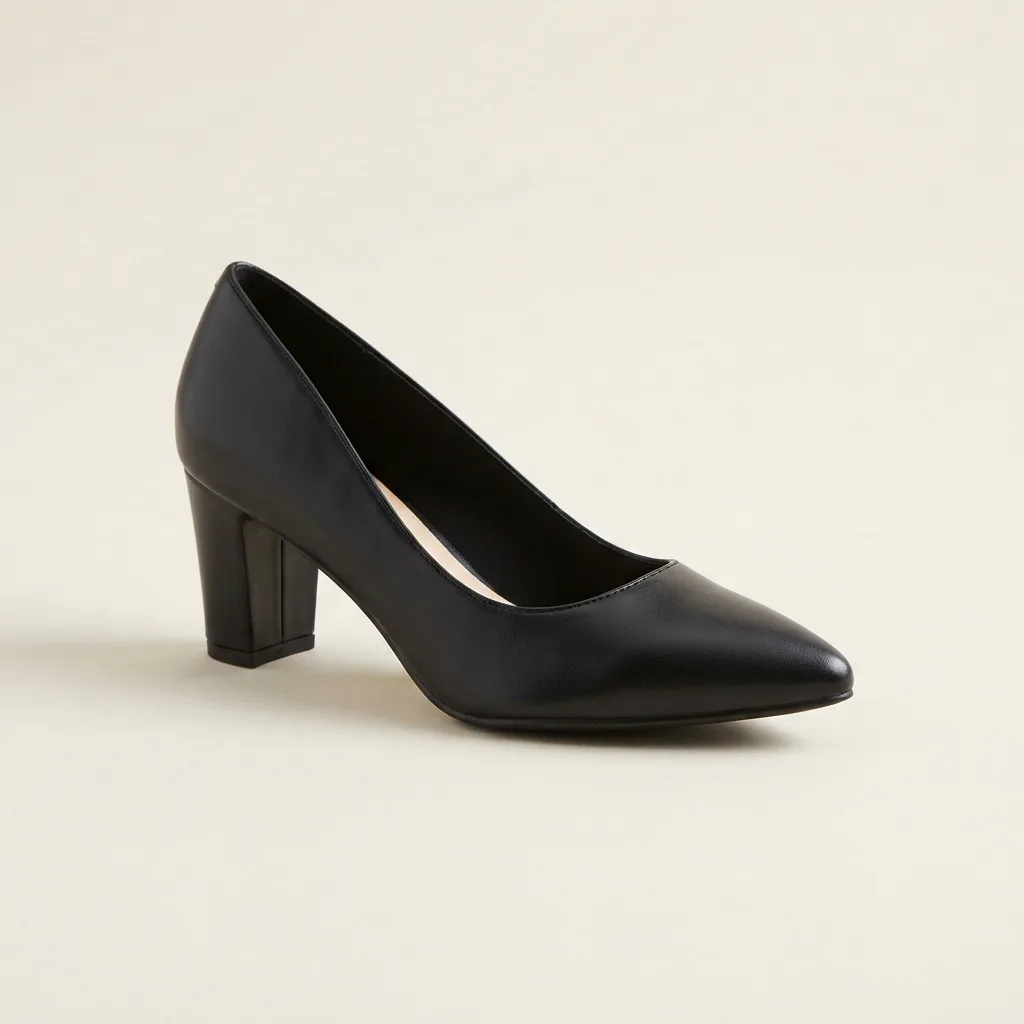 Single Kelly & Katie Jamet black pump on a pale studio surface