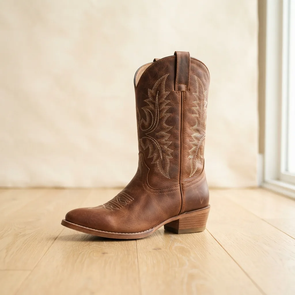 Coconuts by Matisse western boot in brown leather standing on a light floor