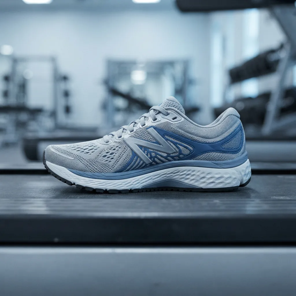 New Balance Fresh Foam 860v10 stability running shoe showing supportive midsole on a treadmill
